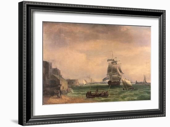 Men-O'-War and Small Craft at Portsmouth Harbour, Late 18th or Early 19th Century-Thomas Whitcombe-Framed Giclee Print