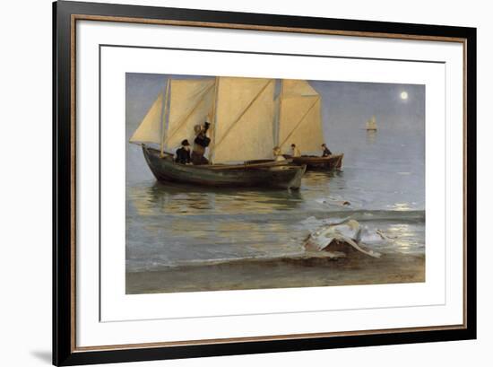 Men of Skagen Setting Out For Night Fishing - Late Summer Evening-Peter Severin Kroyer-Framed Premium Giclee Print