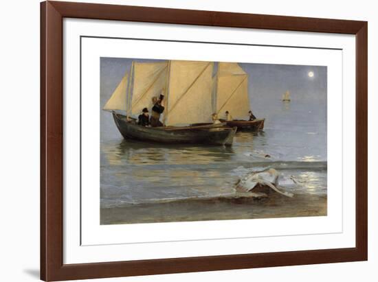 Men of Skagen Setting Out For Night Fishing - Late Summer Evening-Peter Severin Kroyer-Framed Premium Giclee Print