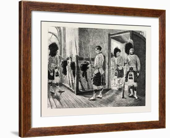 Men Of' the Black Watch in the Guard-Room, Dublin Castle Ireland, 1888-null-Framed Giclee Print