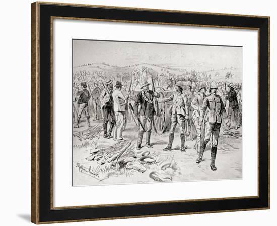 Men of the Royal Irish Rifles and Mounted Infantry Surrendering their Weapons-null-Framed Giclee Print