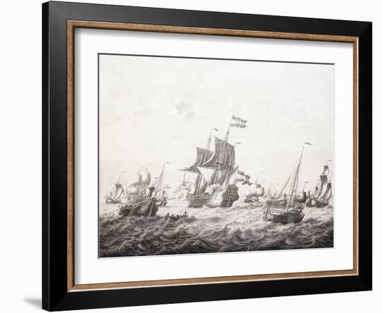 Men-Of-War Breaking Fishermen's Nets-Adriaen or Abraham Salm-Framed Giclee Print