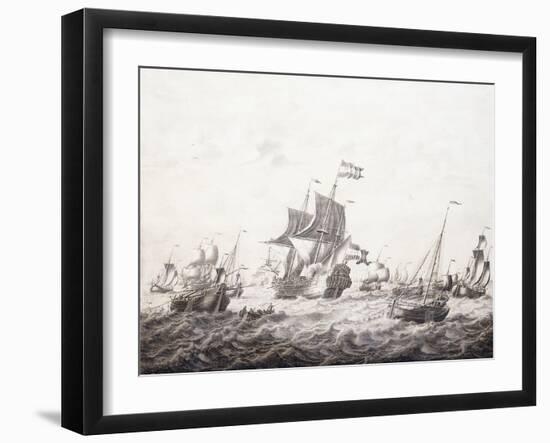 Men-Of-War Breaking Fishermen's Nets-Adriaen or Abraham Salm-Framed Giclee Print