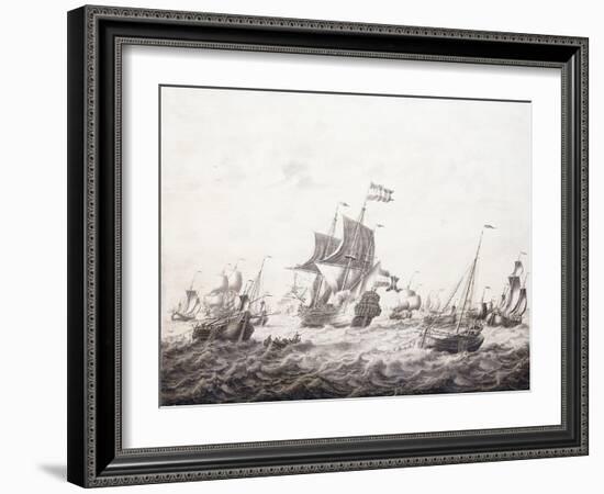 Men-Of-War Breaking Fishermen's Nets-Adriaen or Abraham Salm-Framed Giclee Print