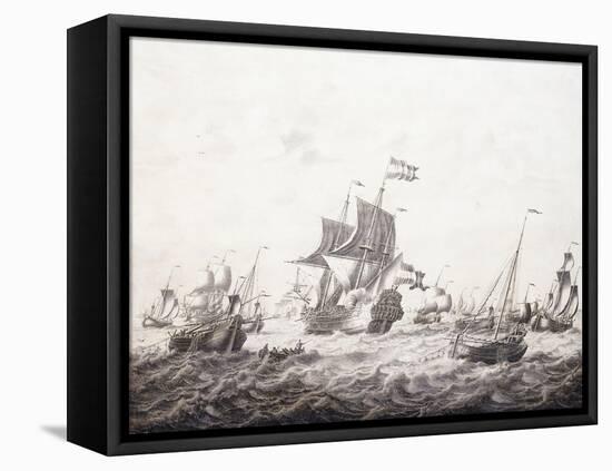 Men-Of-War Breaking Fishermen's Nets-Adriaen or Abraham Salm-Framed Premier Image Canvas