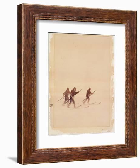 Men on Skis-Edward Adrian Wilson-Framed Giclee Print