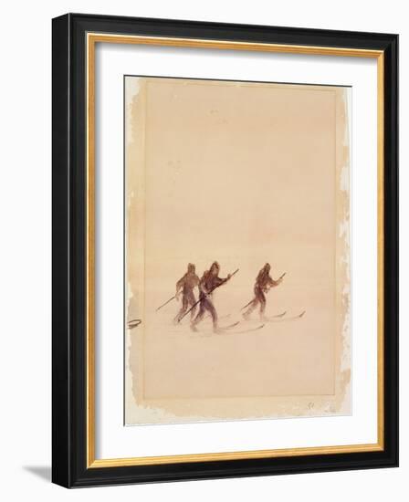 Men on Skis-Edward Adrian Wilson-Framed Giclee Print