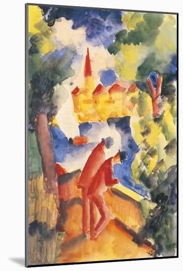 Men on the Lakeside Terrace-Auguste Macke-Mounted Giclee Print