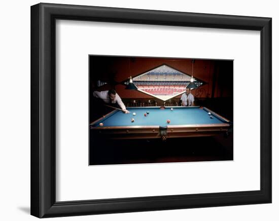 Men Paying Billiards in a Sky Room of Harris County Domed Stadium 'Astrodome', Houston, TX, 1968-Mark Kauffman-Framed Photographic Print