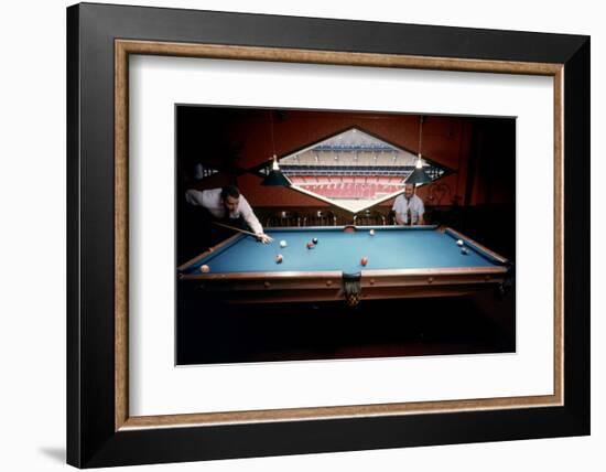 Men Paying Billiards in a Sky Room of Harris County Domed Stadium 'Astrodome', Houston, TX, 1968-Mark Kauffman-Framed Photographic Print