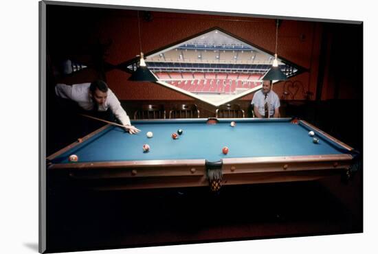 Men Paying Billiards in a Sky Room of Harris County Domed Stadium 'Astrodome', Houston, TX, 1968-Mark Kauffman-Mounted Photographic Print