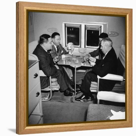 Men Playing a Card Game While Riding Aboard the Atlantic Clipper-Bernard Hoffman-Framed Premier Image Canvas