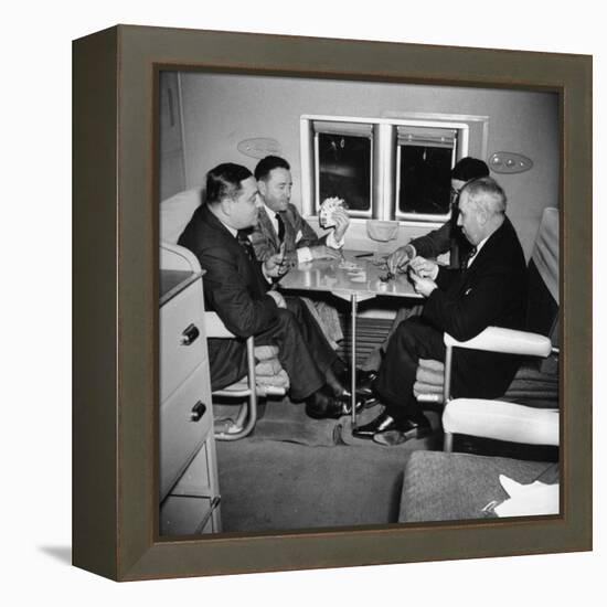 Men Playing a Card Game While Riding Aboard the Atlantic Clipper-Bernard Hoffman-Framed Premier Image Canvas