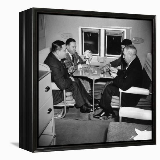 Men Playing a Card Game While Riding Aboard the Atlantic Clipper-Bernard Hoffman-Framed Premier Image Canvas