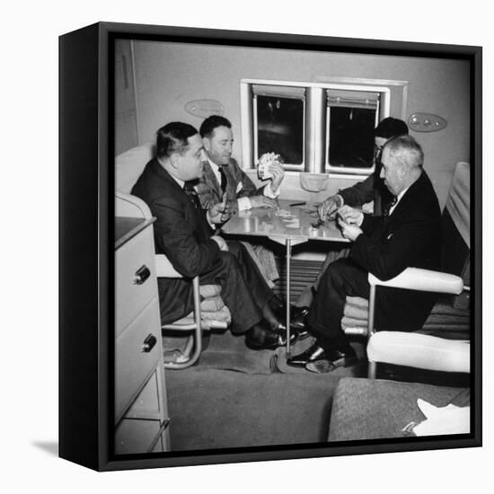 Men Playing a Card Game While Riding Aboard the Atlantic Clipper-Bernard Hoffman-Framed Premier Image Canvas