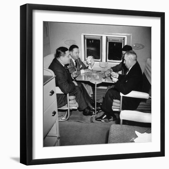 Men Playing a Card Game While Riding Aboard the Atlantic Clipper-Bernard Hoffman-Framed Premium Photographic Print