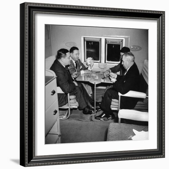 Men Playing a Card Game While Riding Aboard the Atlantic Clipper-Bernard Hoffman-Framed Premium Photographic Print