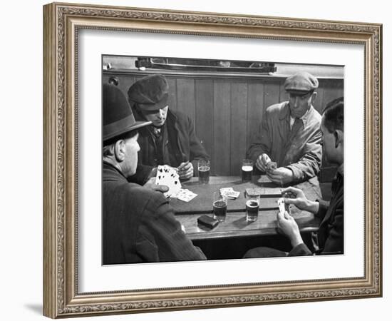 Men Playing a Crib Game, a Card Game, in an English Pub-Hans Wild-Framed Photographic Print