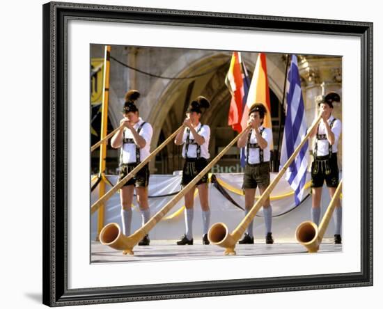 Men Playing Alphorn, Munich, Germany-Bill Bachmann-Framed Photographic Print