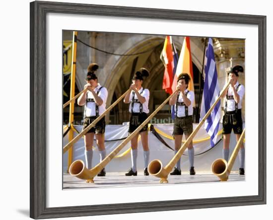 Men Playing Alphorn, Munich, Germany-Bill Bachmann-Framed Photographic Print