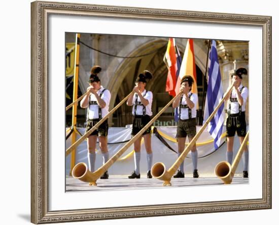 Men Playing Alphorn, Munich, Germany-Bill Bachmann-Framed Photographic Print