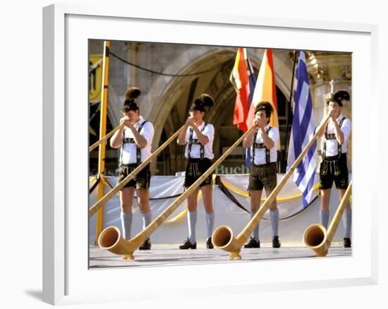 Men Playing Alphorn, Munich, Germany-Bill Bachmann-Framed Photographic Print