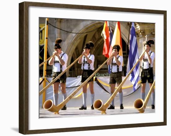 Men Playing Alphorn, Munich, Germany-Bill Bachmann-Framed Photographic Print