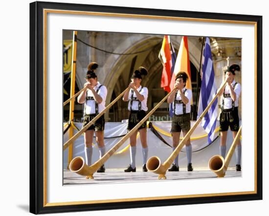 Men Playing Alphorn, Munich, Germany-Bill Bachmann-Framed Photographic Print