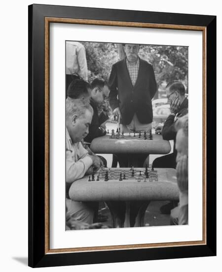 Men Playing Chess in Central Park-Leonard Mccombe-Framed Photographic Print