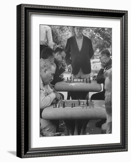 Men Playing Chess in Central Park-Leonard Mccombe-Framed Photographic Print