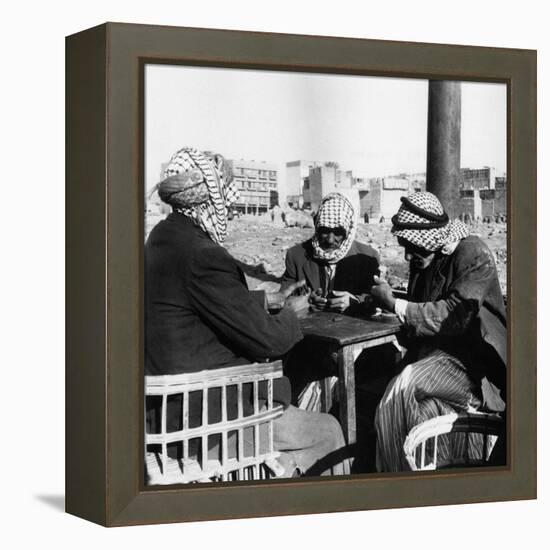 Men Playing Domino at the Table of a Cafe in Baghdad-Mario de Biasi-Framed Premier Image Canvas