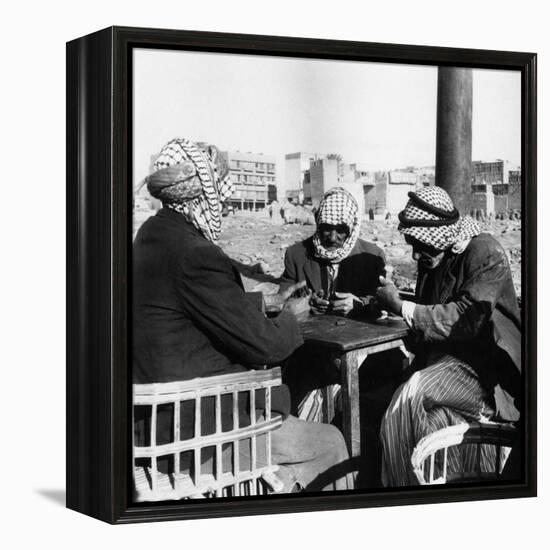 Men Playing Domino at the Table of a Cafe in Baghdad-Mario de Biasi-Framed Premier Image Canvas