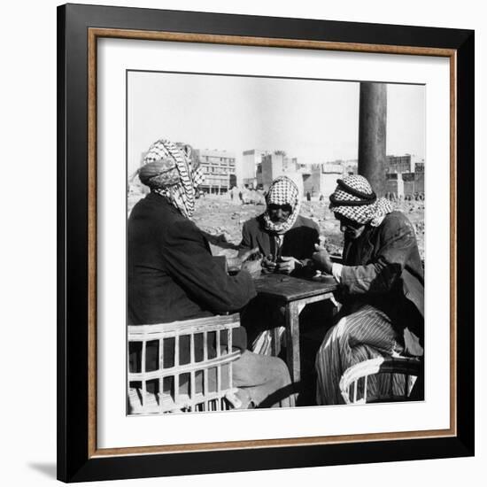 Men Playing Domino at the Table of a Cafe in Baghdad-Mario de Biasi-Framed Photographic Print