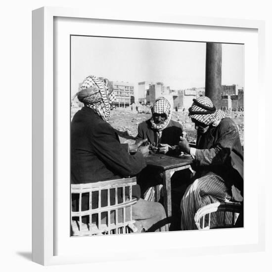 Men Playing Domino at the Table of a Cafe in Baghdad-Mario de Biasi-Framed Photographic Print