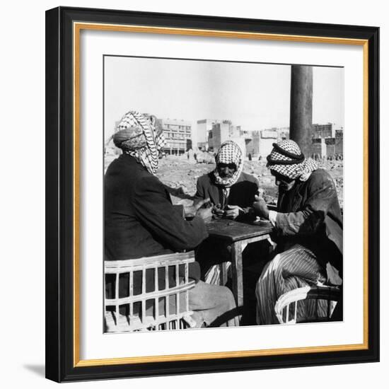 Men Playing Domino at the Table of a Cafe in Baghdad-Mario de Biasi-Framed Photographic Print