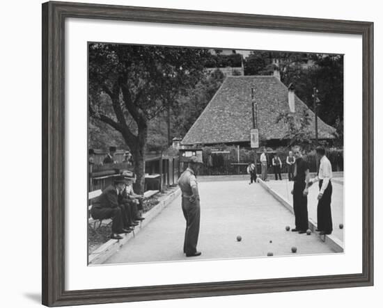 Men Playing Sunday Afternoon Game of Bocce-null-Framed Photographic Print