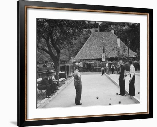 Men Playing Sunday Afternoon Game of Bocce-null-Framed Photographic Print