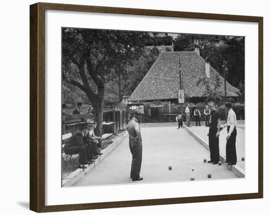 Men Playing Sunday Afternoon Game of Bocce-null-Framed Photographic Print