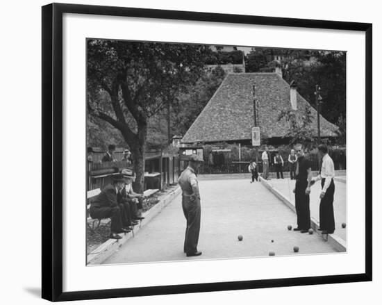 Men Playing Sunday Afternoon Game of Bocce-null-Framed Photographic Print