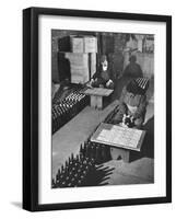 Men Putting Labels on Wine Bottles-Ralph Morse-Framed Photographic Print