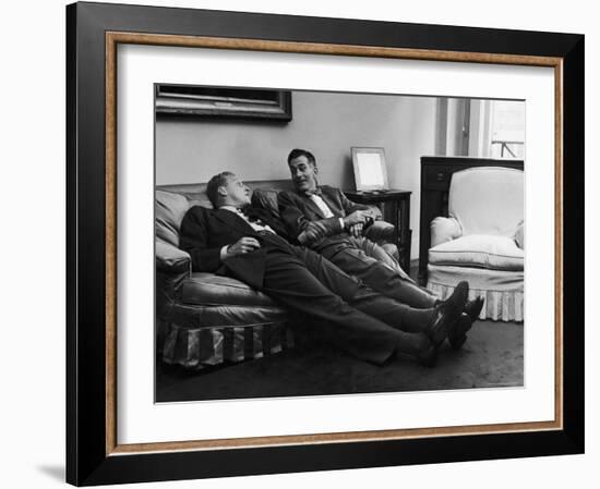 Men Relaxing at Home After Work-Nina Leen-Framed Photographic Print