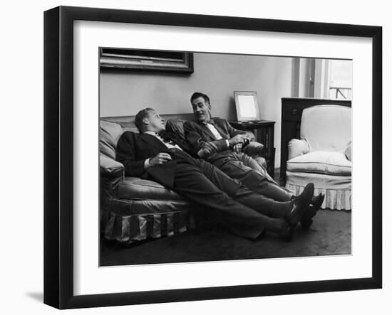 Men Relaxing at Home After Work-Nina Leen-Framed Photographic Print