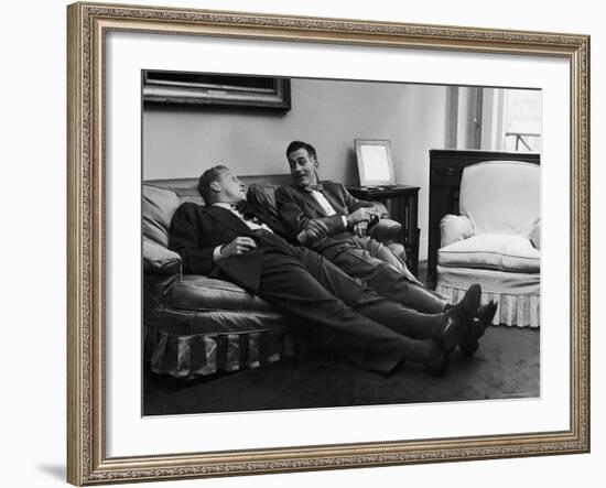 Men Relaxing at Home After Work-Nina Leen-Framed Photographic Print