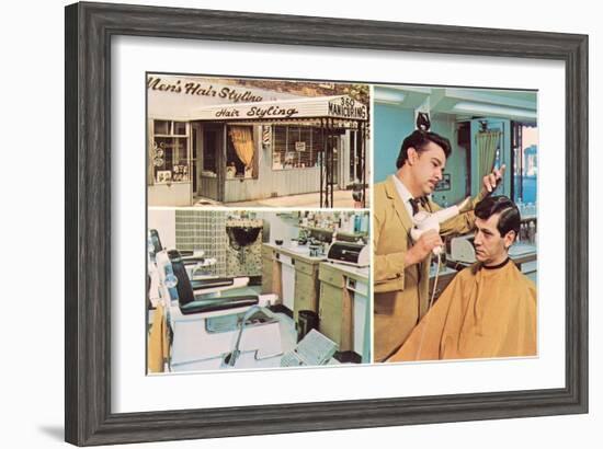 Men's Hair Styling Salon-null-Framed Art Print