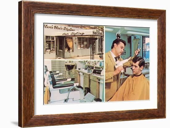 Men's Hair Styling Salon-null-Framed Art Print