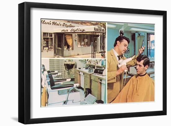 Men's Hair Styling Salon-null-Framed Art Print