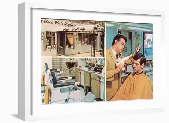 Men's Hair Styling Salon-null-Framed Art Print