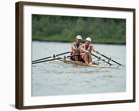 Men's Pairs Rowing Team in Action, USA-null-Framed Photographic Print