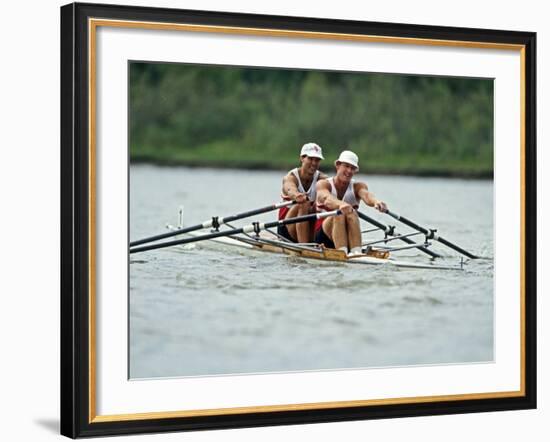 Men's Pairs Rowing Team in Action, USA-null-Framed Photographic Print