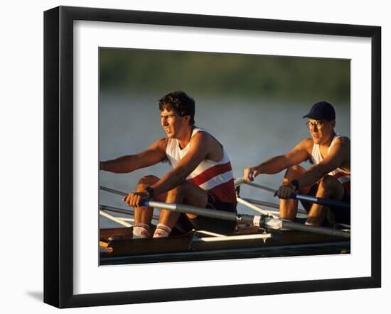 Men's Pairs Rowing Team in Action, Vancouver Lake, Washington, USA-null-Framed Photographic Print